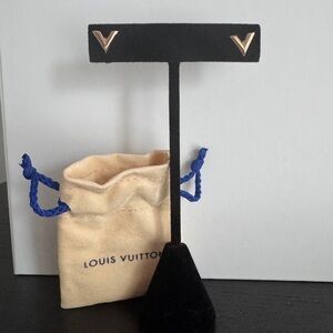 Authentic Louis Vuitton Rose Gold V Stud Earrings